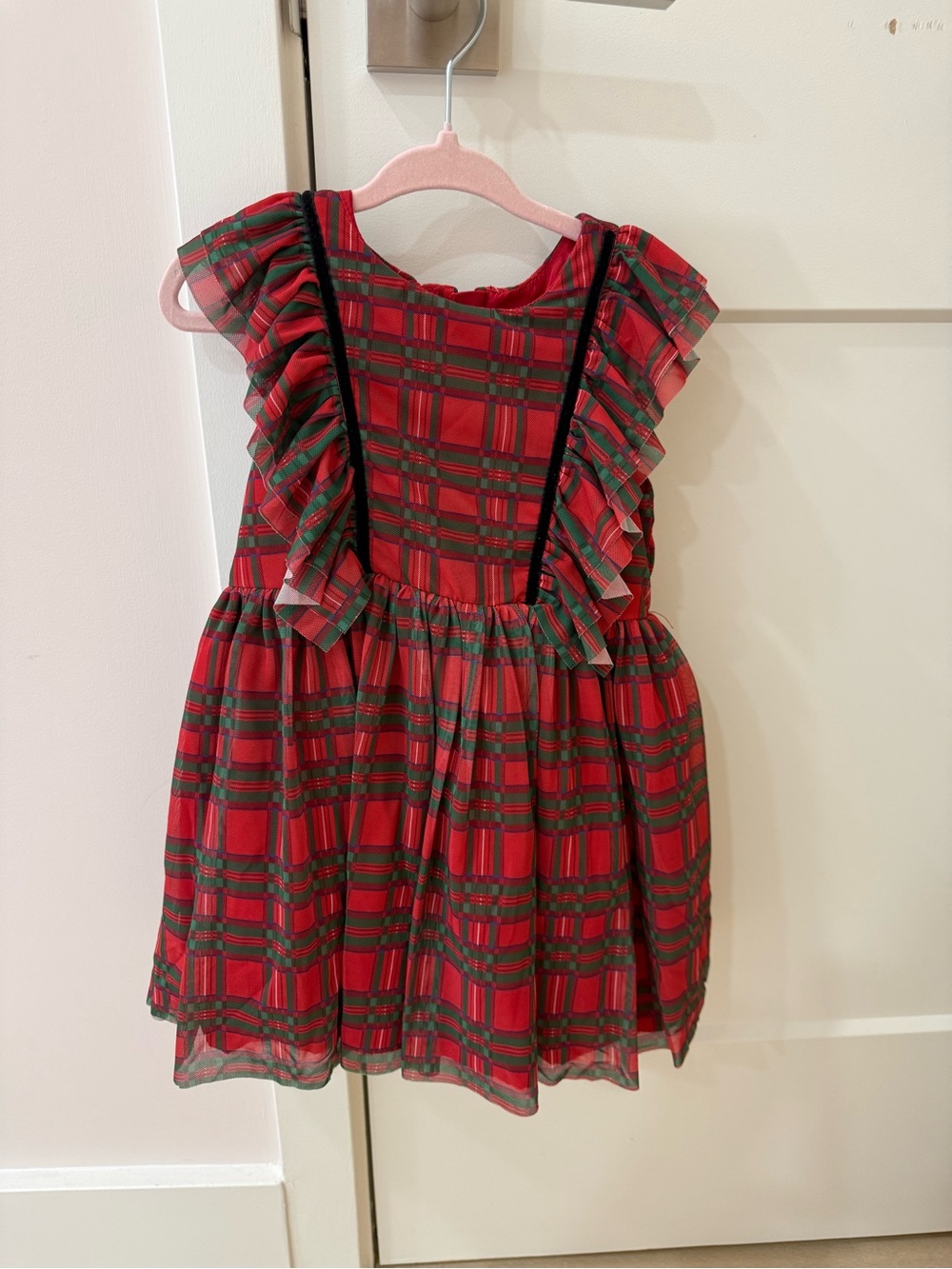 Pippa & Julie Red and Green Plaid Ruffle Holiday Dress